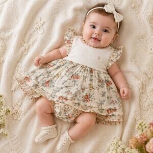Ralph Lauren SZ 3M Cottagecore Rose Print 2PC Set NWT Floral Dress Bloomers